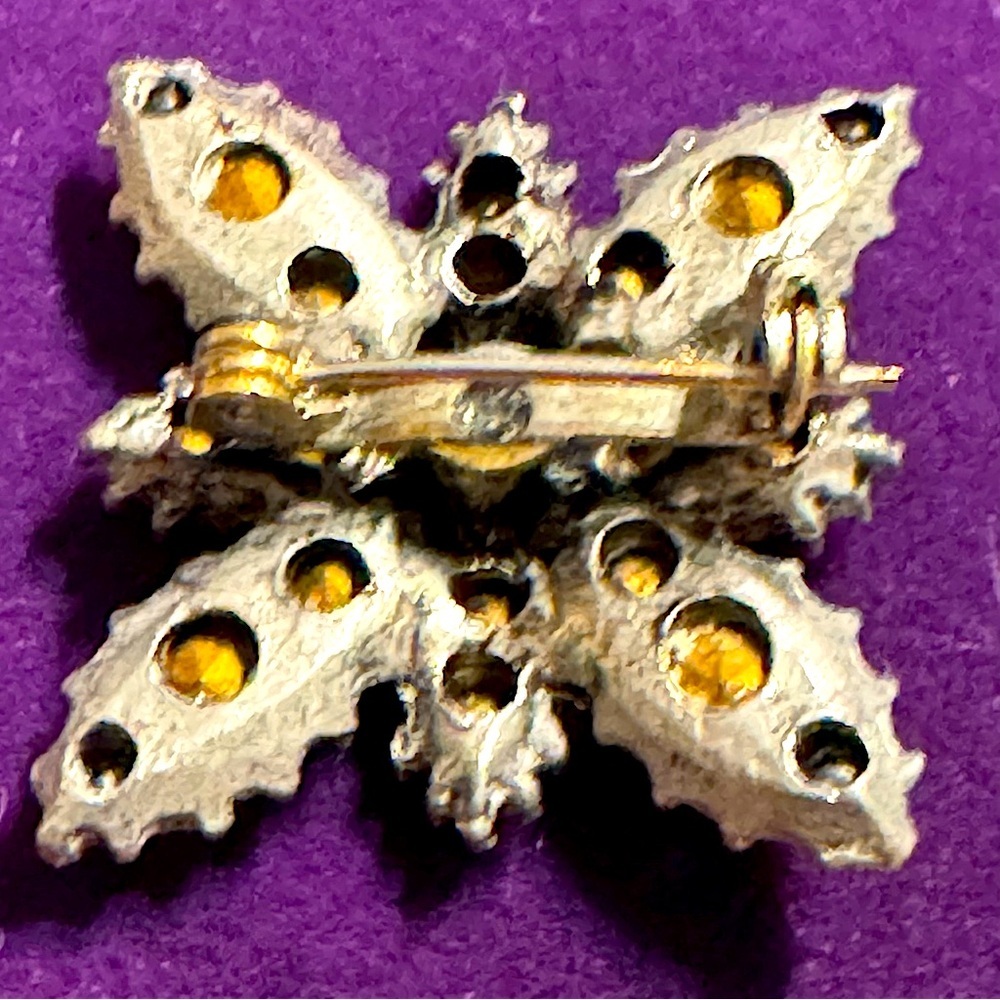 Vintage Square Rhinestone Silver Tone Brooch - Picture 5 of 5